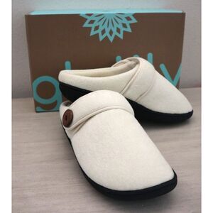 Glolily WMN's Sz 8M Ivory Mia Faux Shearling Lined Indoor/Outdoor Comfy Slippers